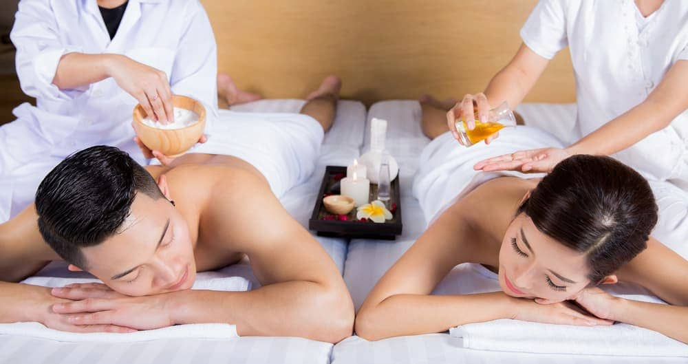 A couple getting a massage together as a Valentine's Day activity